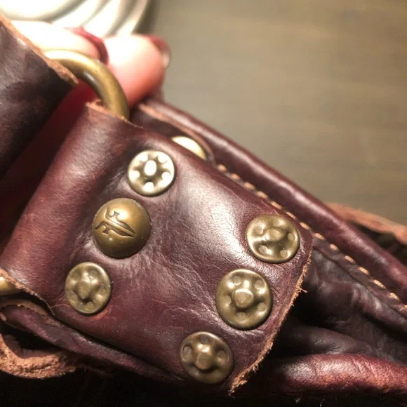 Frye Stacy Studded Leather Woven Shoulder Bag - Rare - Picture 14 of 15